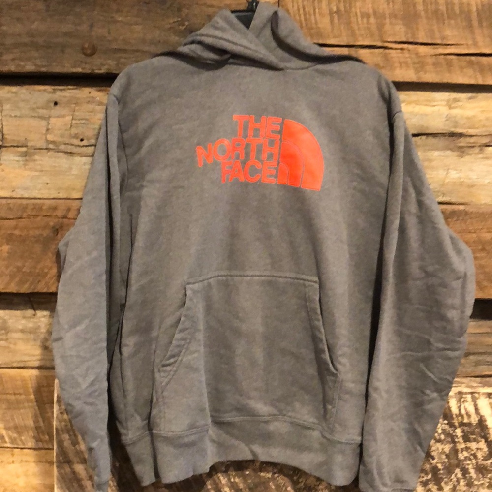 The North Face trademark logo hoodie gray/orange